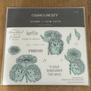 Close to My Heart Hedgehog Stamp & Thin Cuts Set - Teal Accented
